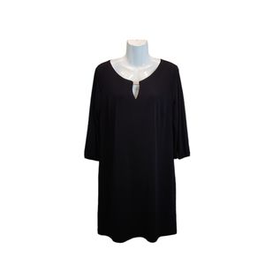 Donna Ricco New York black evening holiday party longsleeve dress size 14